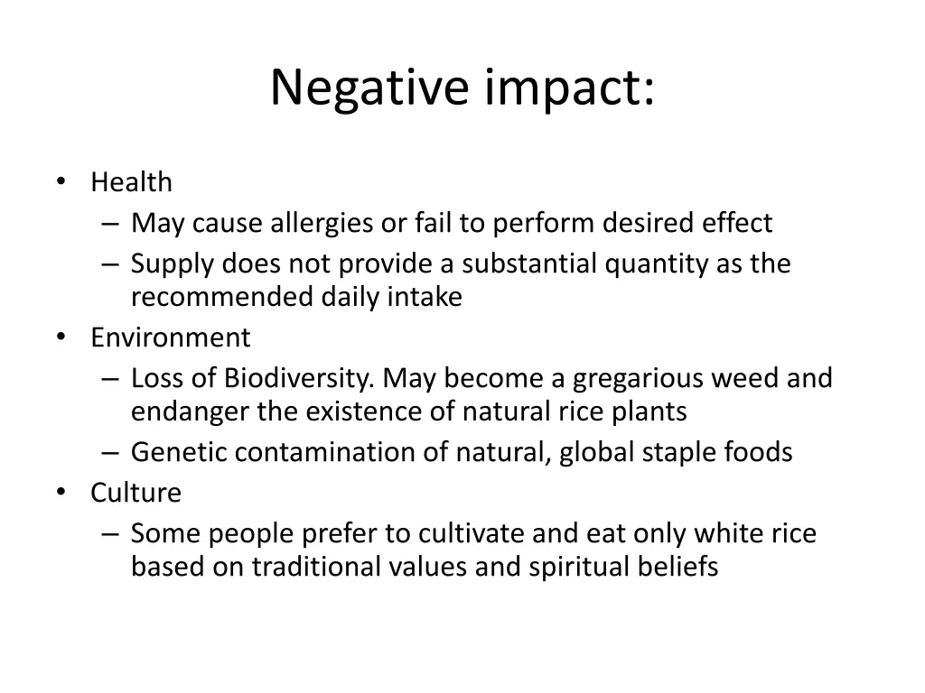 negative impact