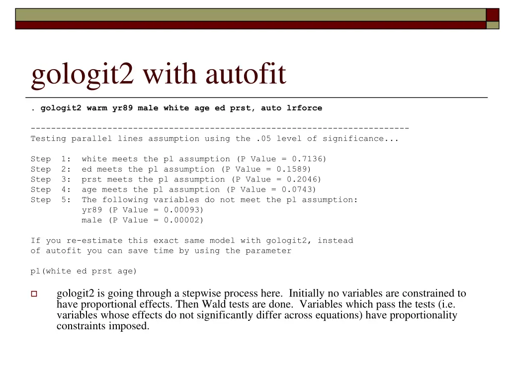 gologit2 with autofit