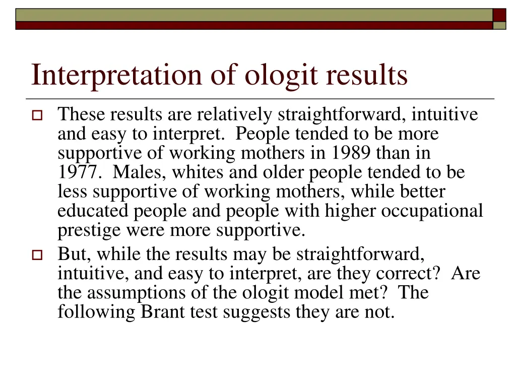 interpretation of ologit results