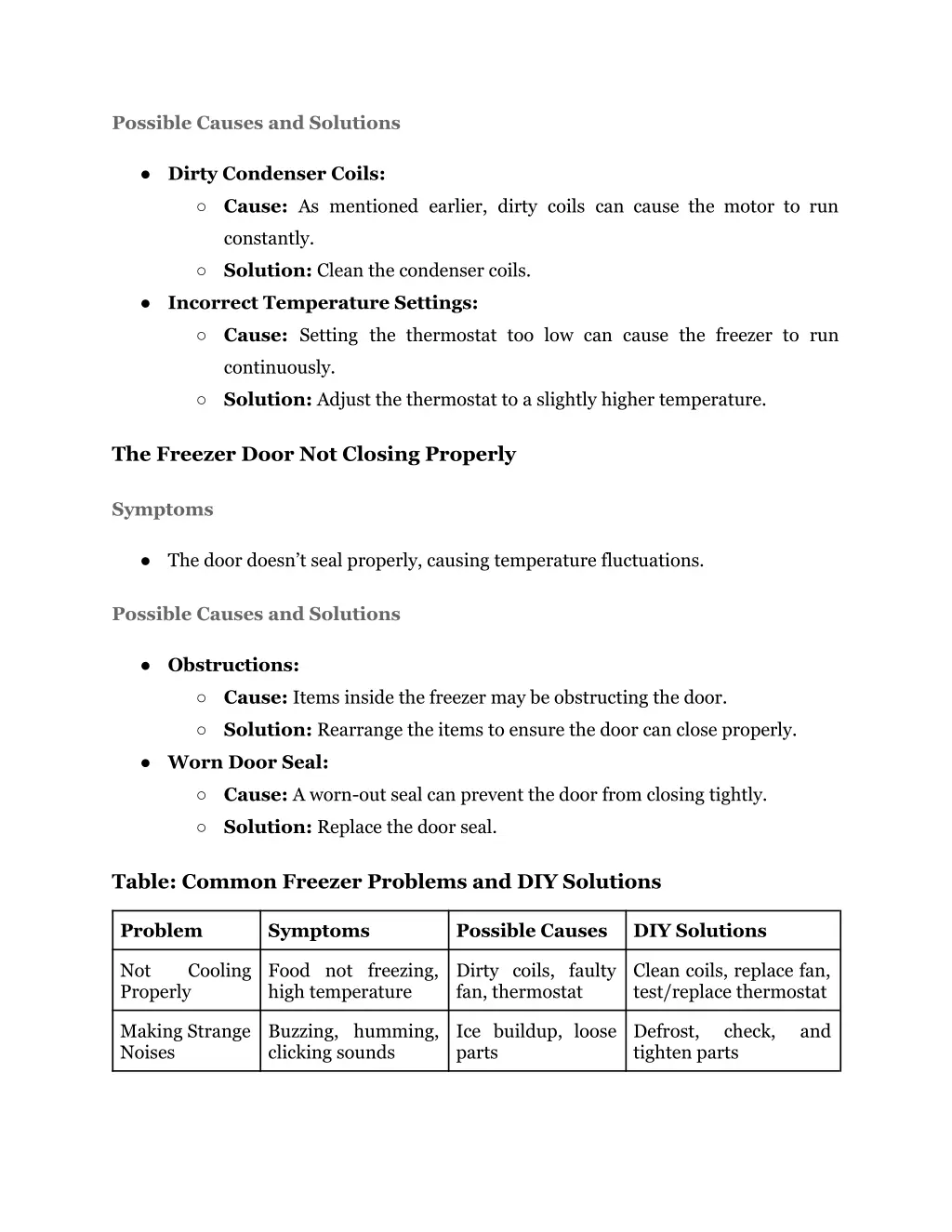 possible causes and solutions 1