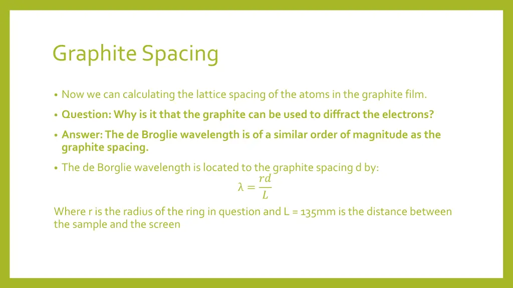 graphite spacing