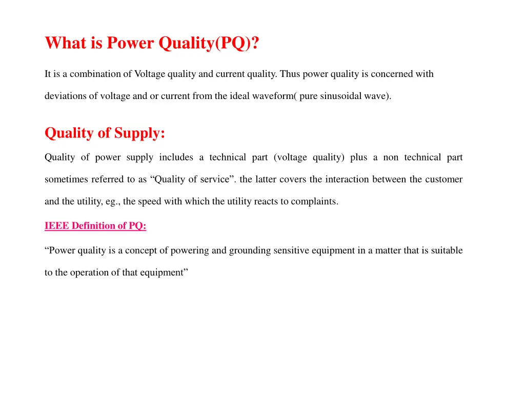 what is power quality pq