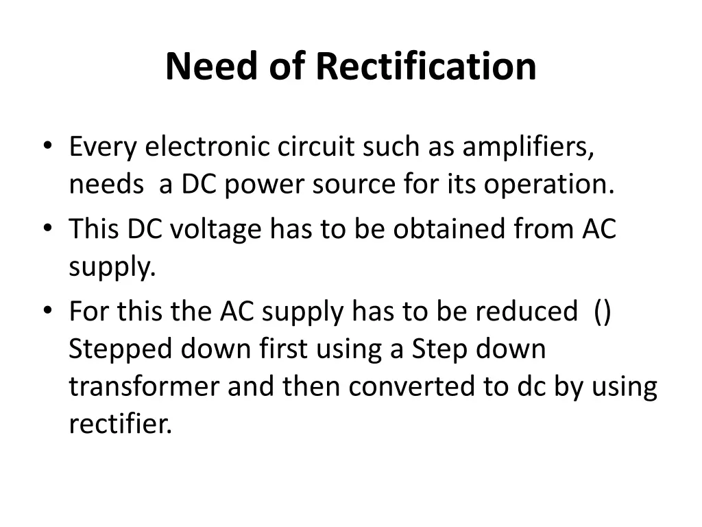 need of rectification