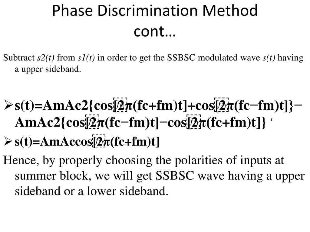 phase discrimination method cont