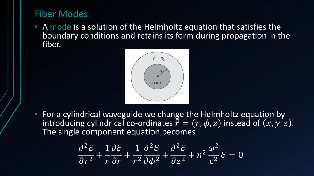 fiber modes a mode is a solution of the helmholtz