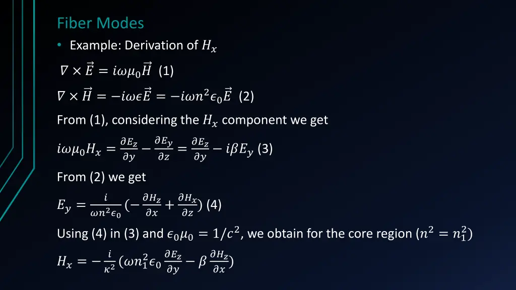 fiber modes example derivation of