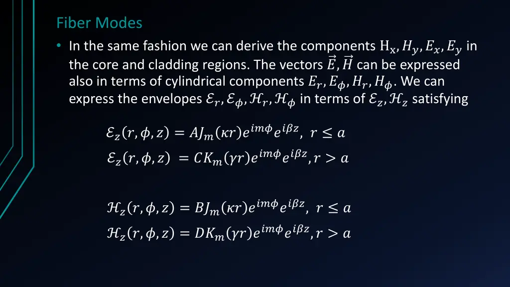 fiber modes in the same fashion we can derive