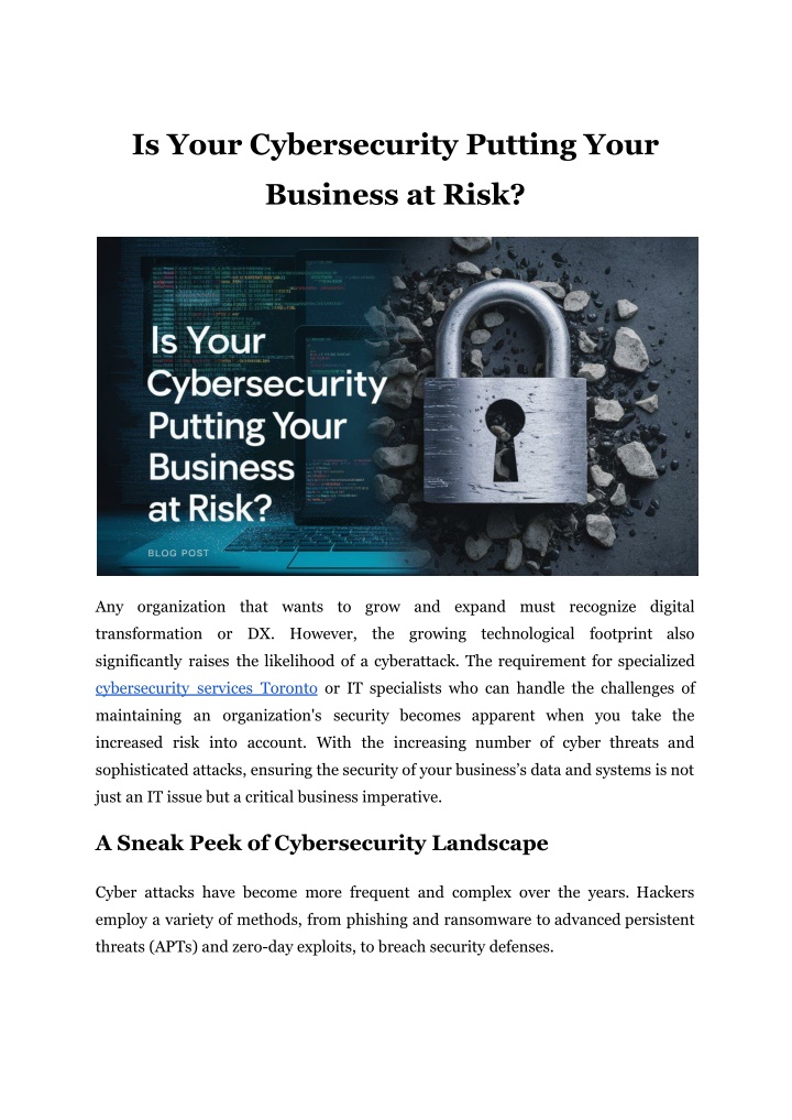 is your cybersecurity putting your