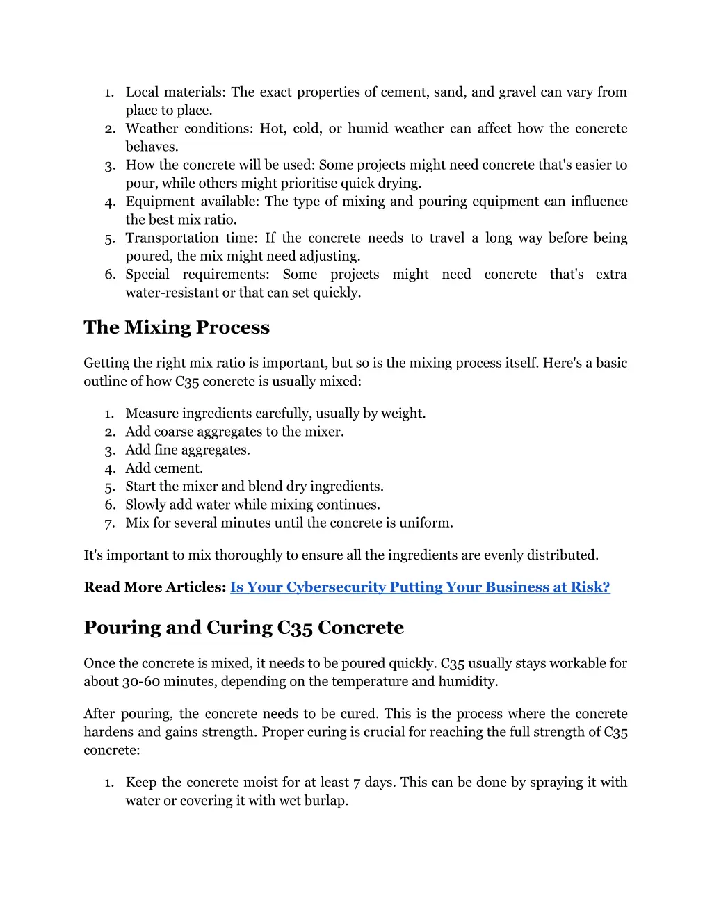 1 local materials the exact properties of cement