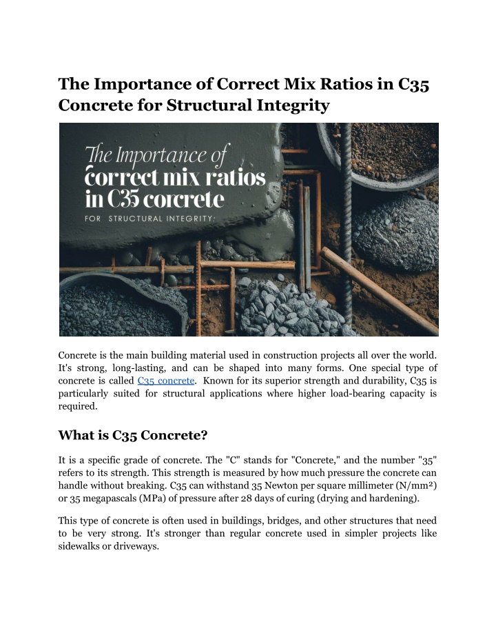 the importance of correct mix ratios