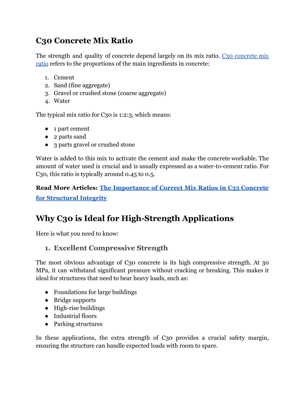 c30 concrete mix ratio