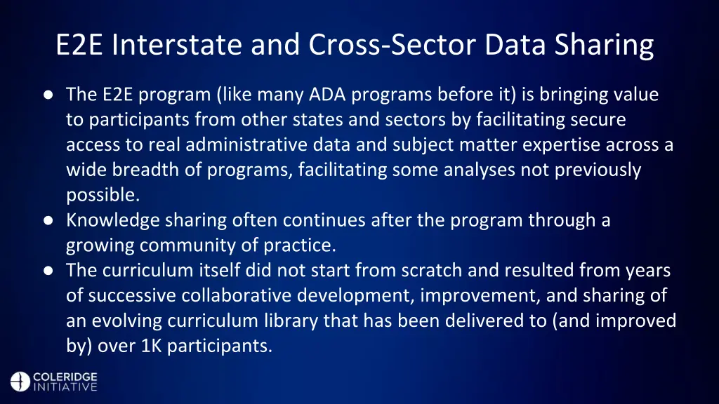 e2e interstate and cross sector data sharing