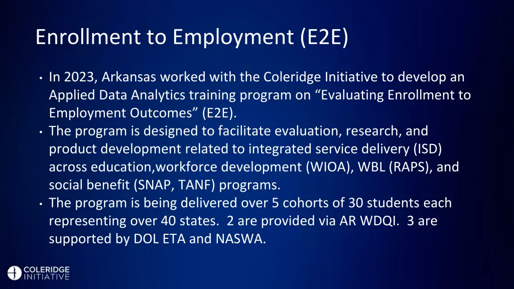 enrollment to employment e2e