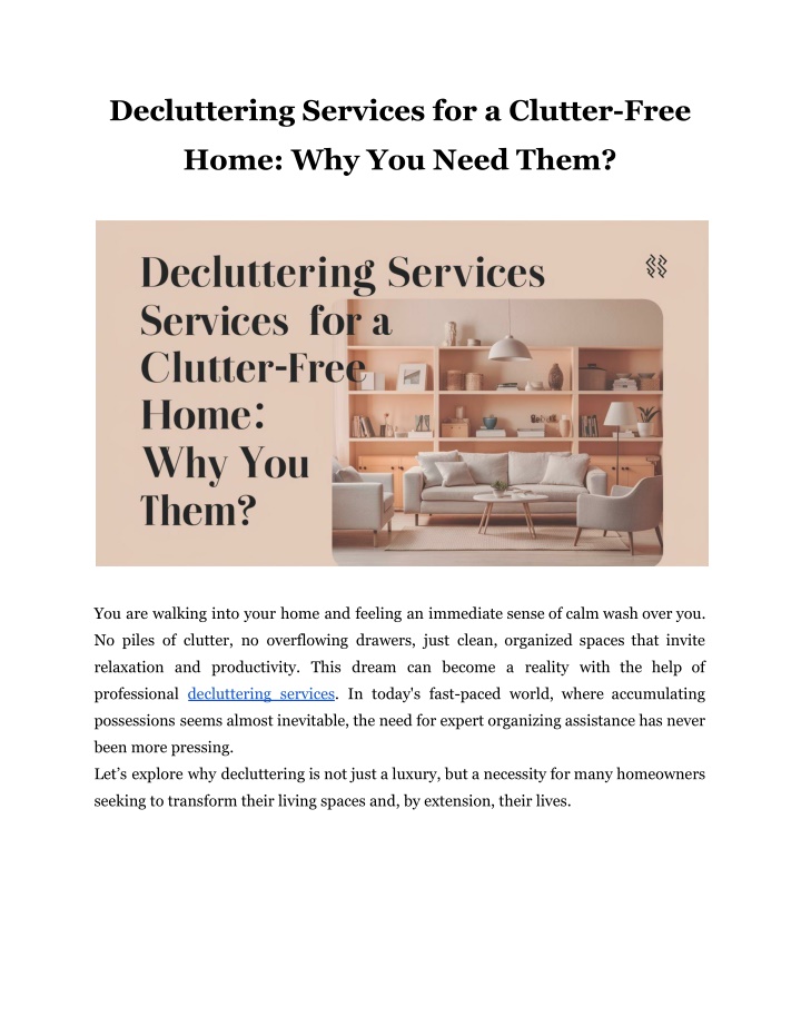 decluttering services for a clutter free