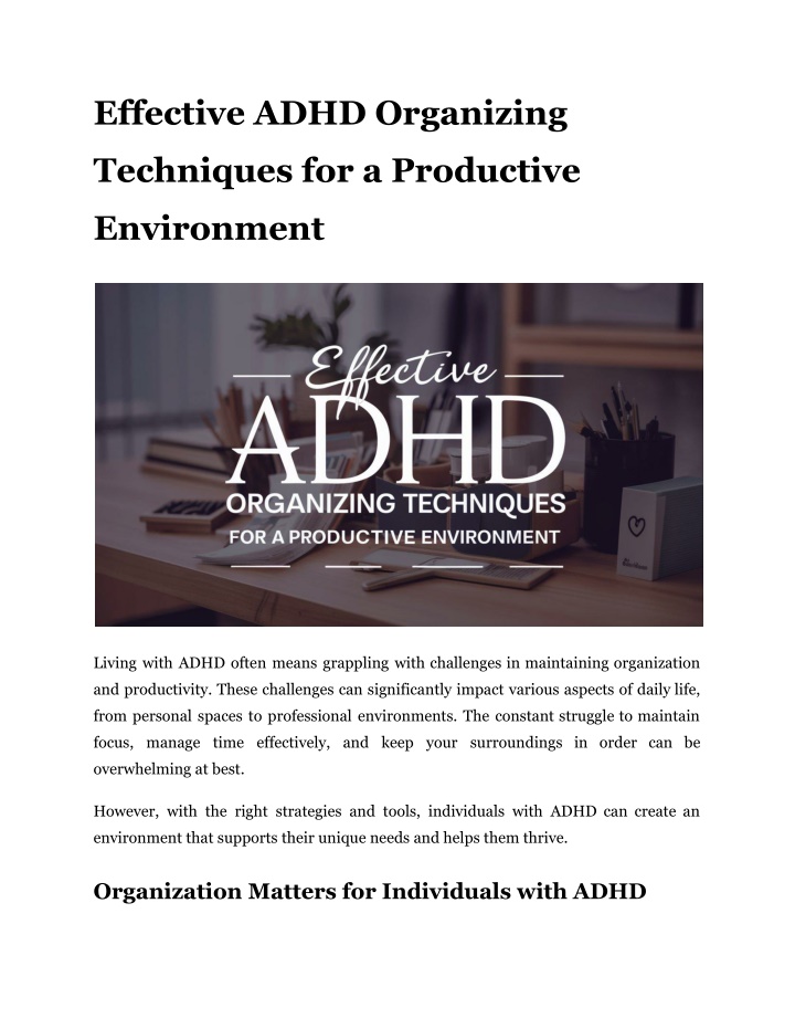 effective adhd organizing