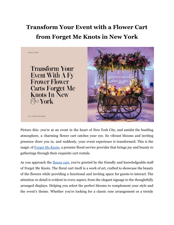 transform your event with a flower cart