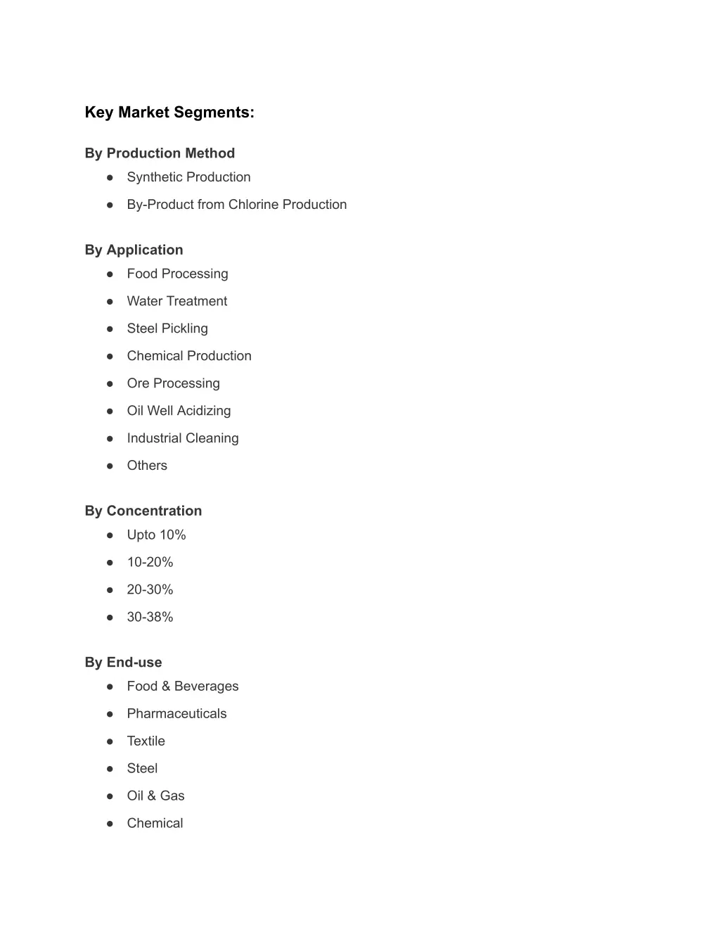 key market segments