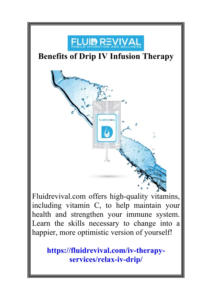 benefits of drip iv infusion therapy