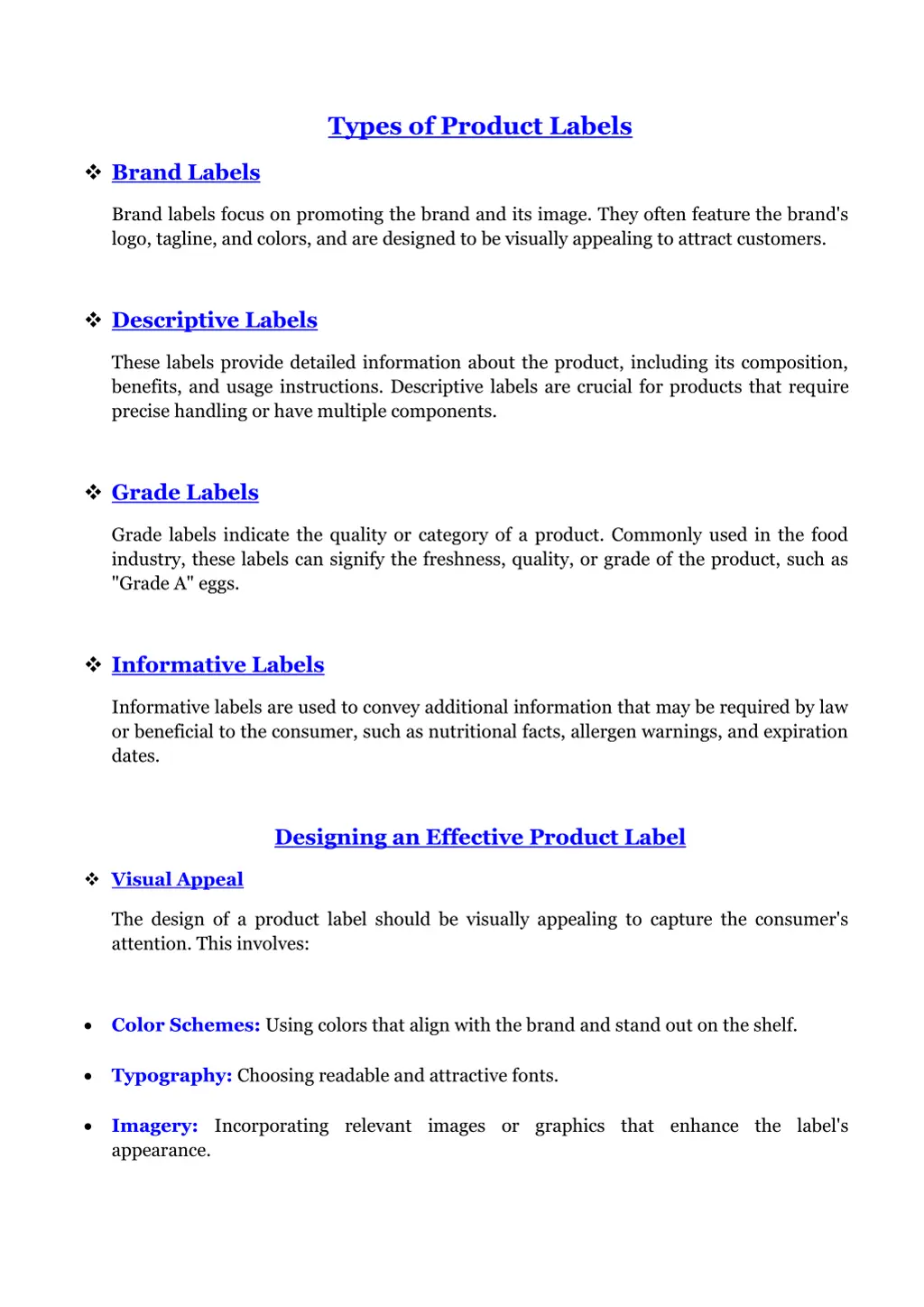 types of product labels