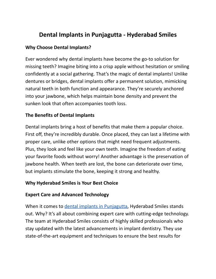 dental implants in punjagutta hyderabad smiles