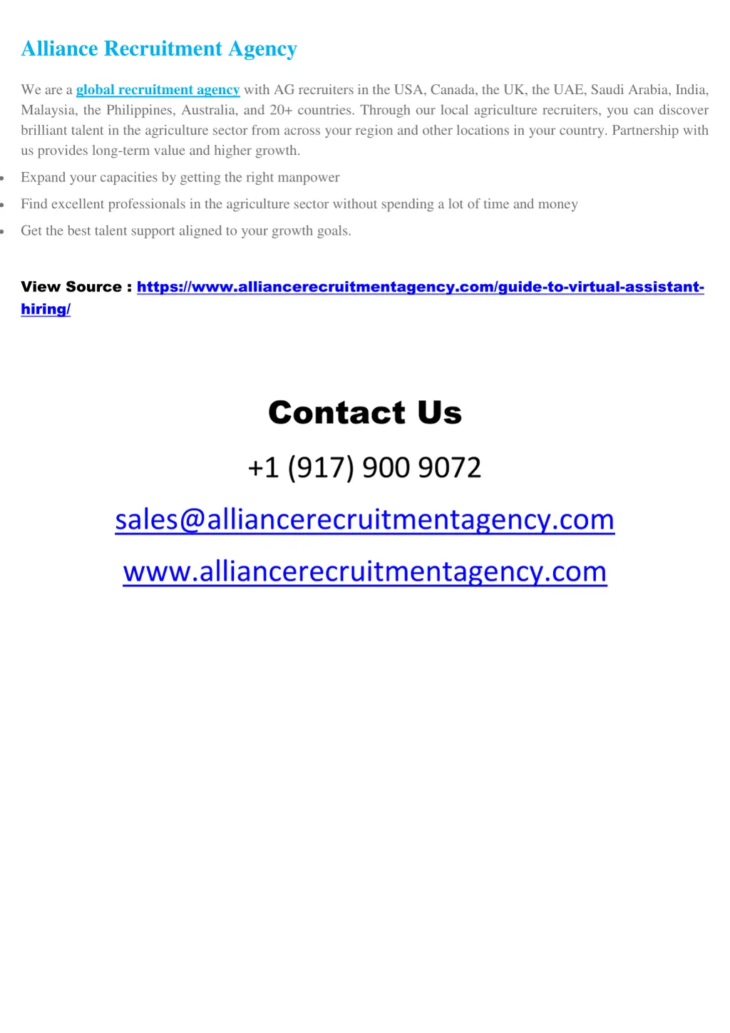 alliance recruitment agency