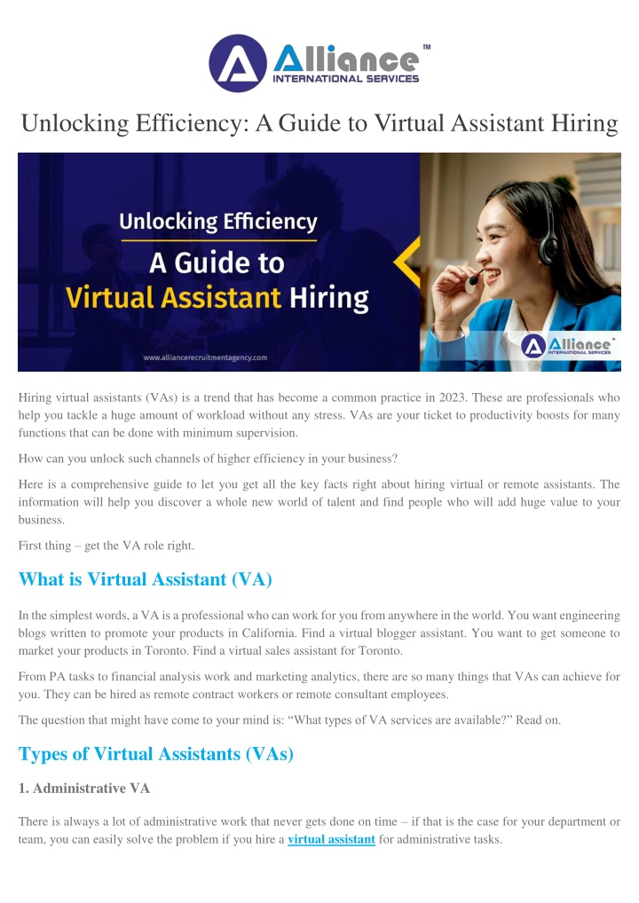 unlocking efficiency a guide to virtual assistant