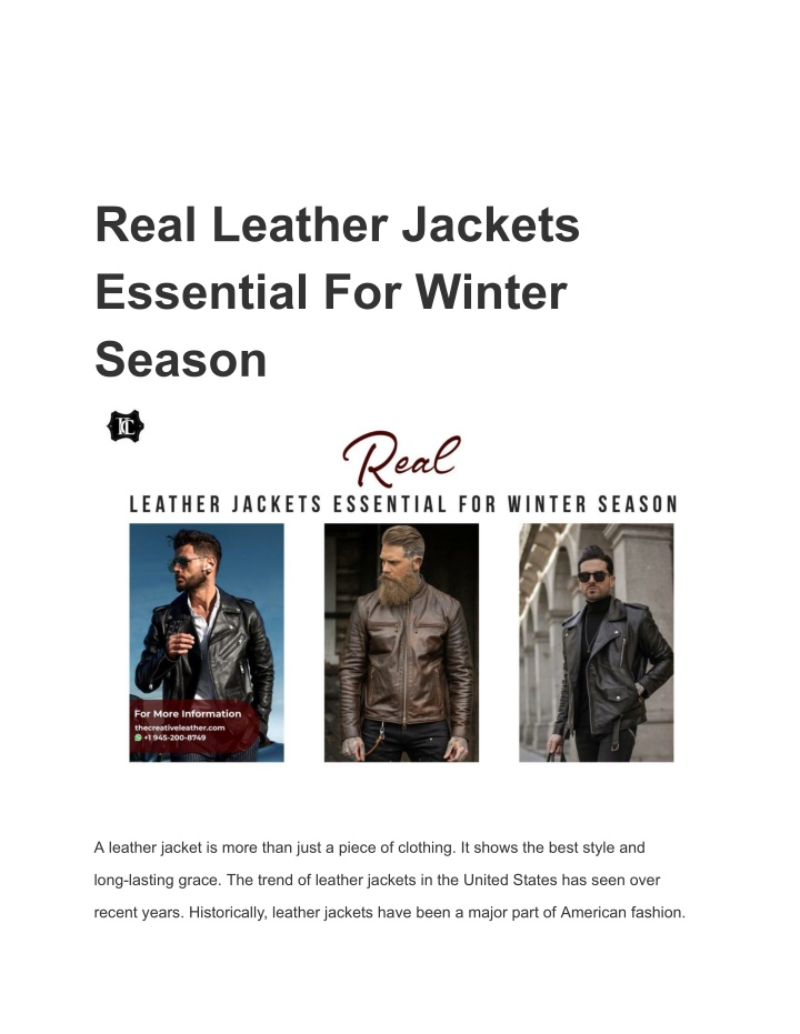 real leather jackets essential for winter season