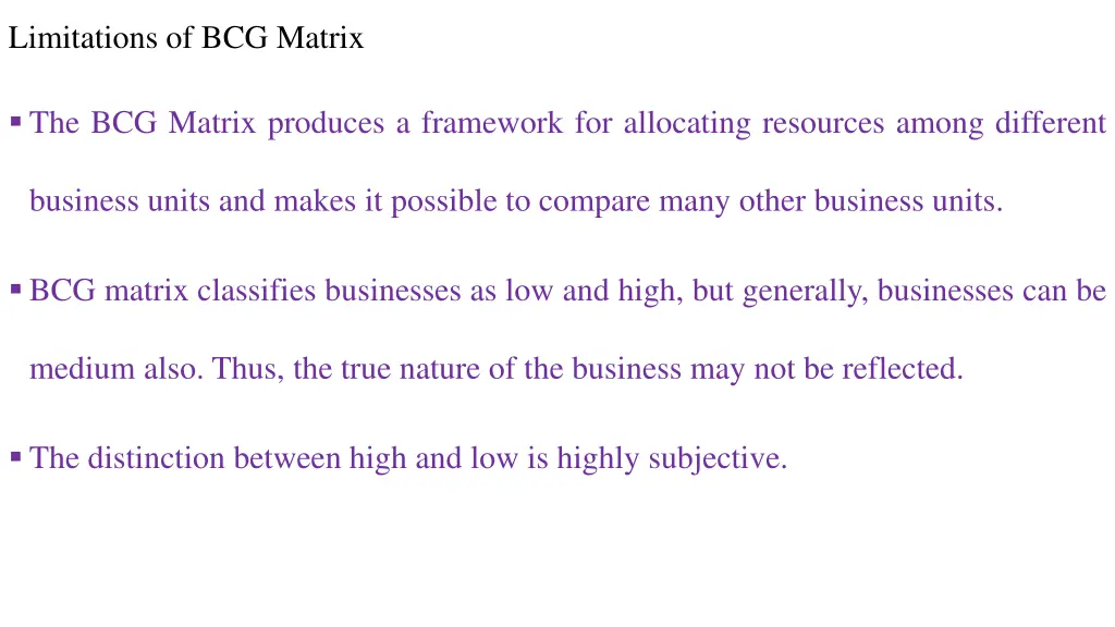 limitations of bcg matrix