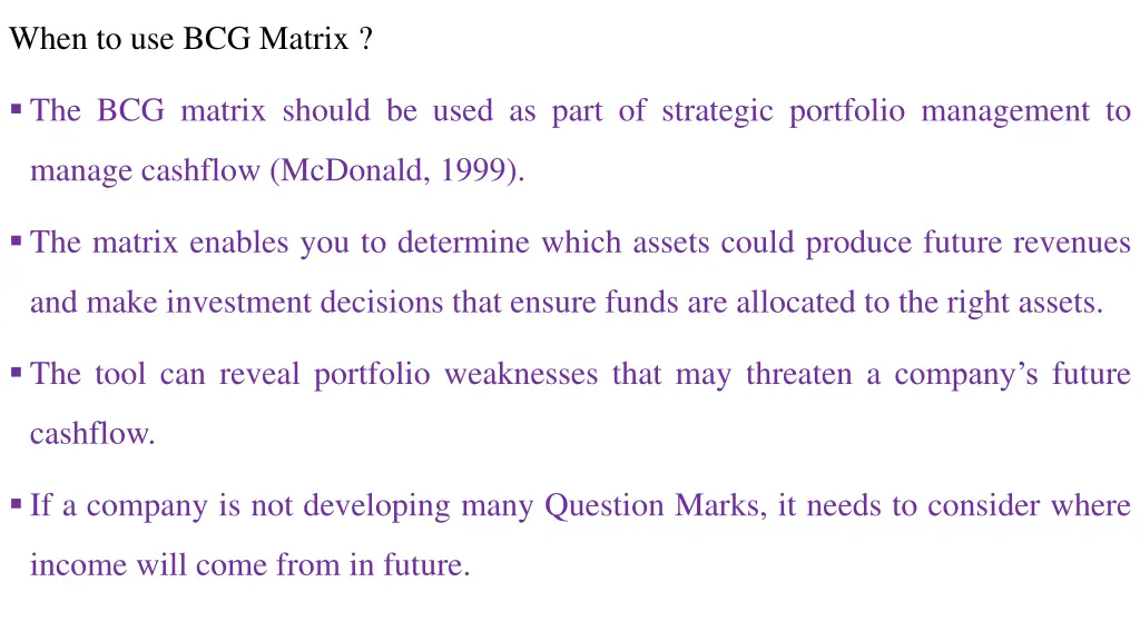 when to use bcg matrix