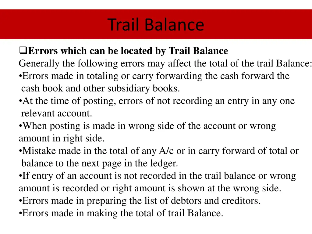 trail balance