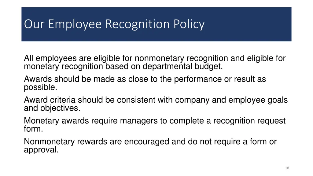 our employee recognition policy