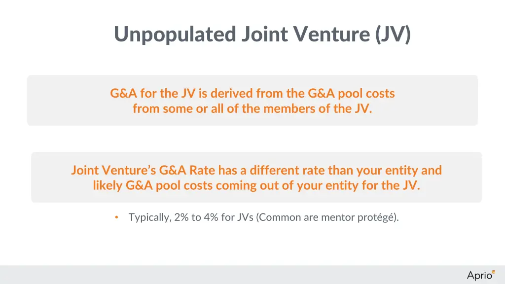 unpopulated joint venture jv