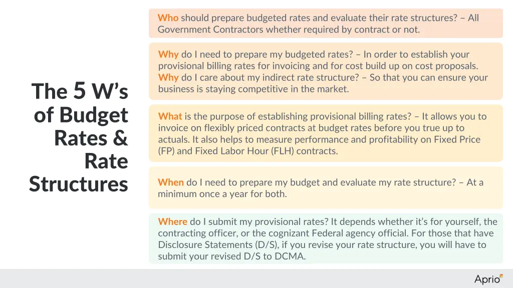 who should prepare budgeted rates and evaluate