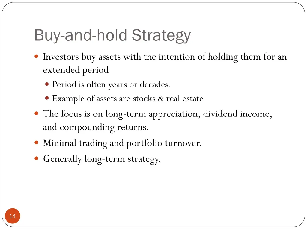 buy and hold strategy