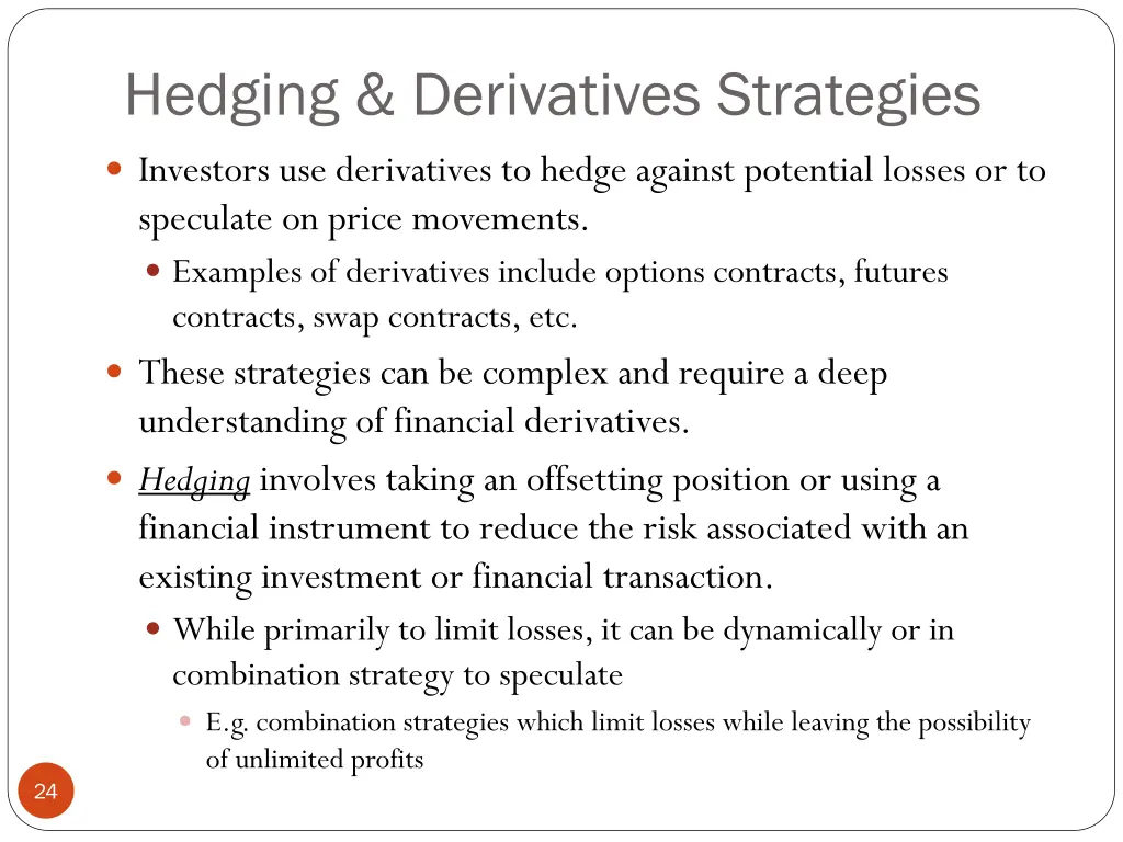 hedging derivatives strategies