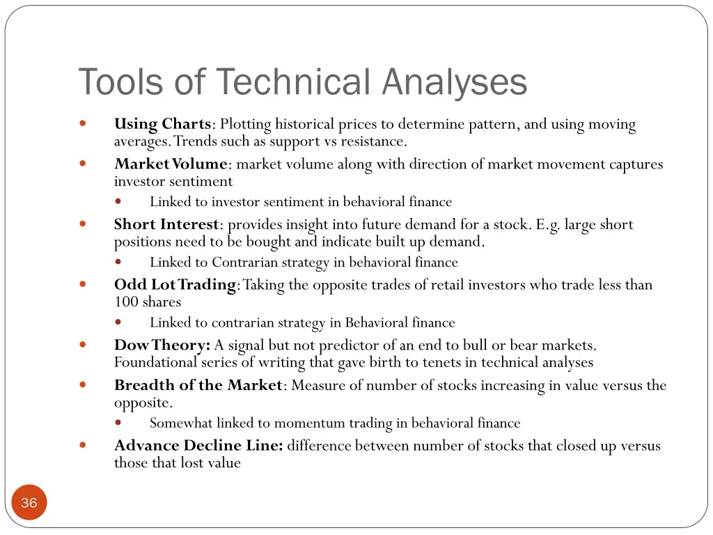 tools of technical analyses