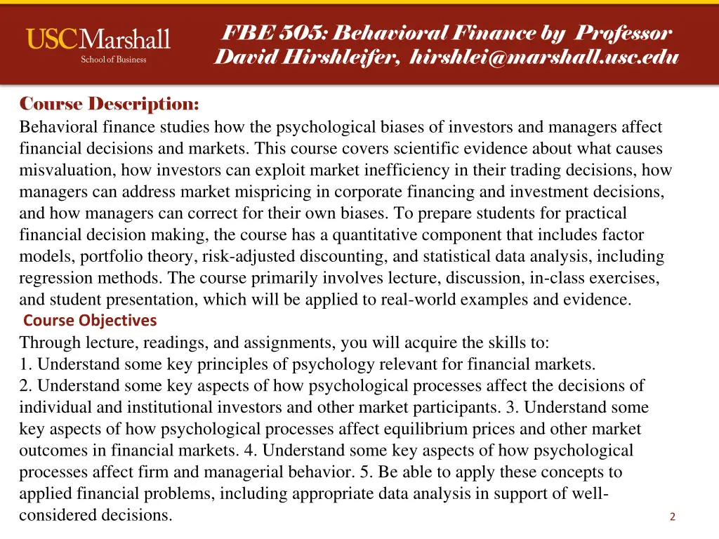 fbe 505 behavioral finance by professor david
