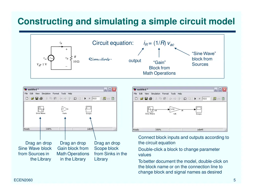 constructing and simulating a simple circuit model