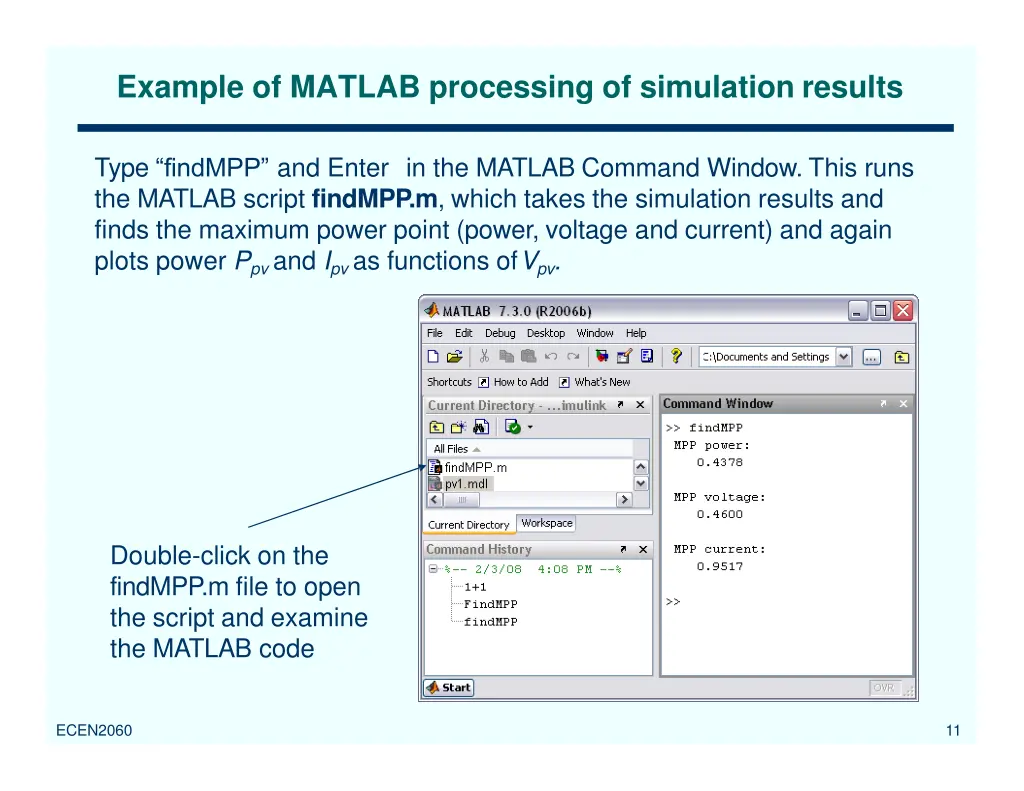 example of matlab processing of simulation results