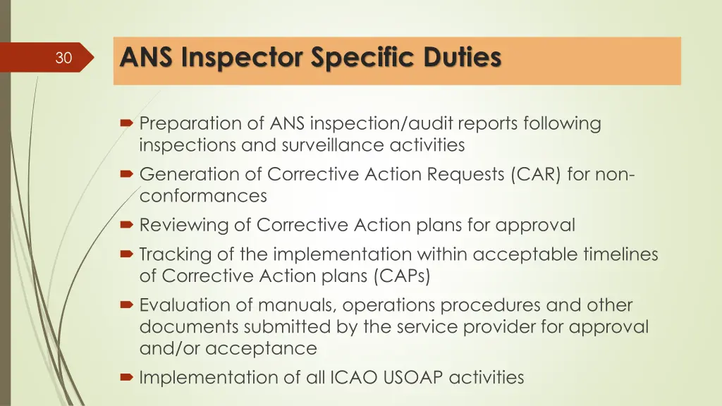 ans inspector specific duties 1