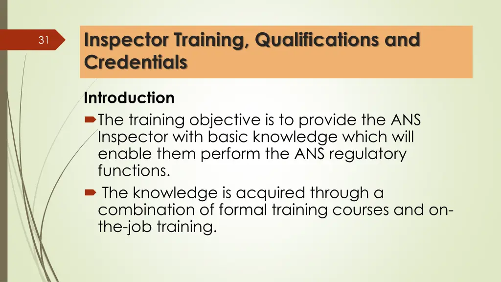 inspector training qualifications and credentials