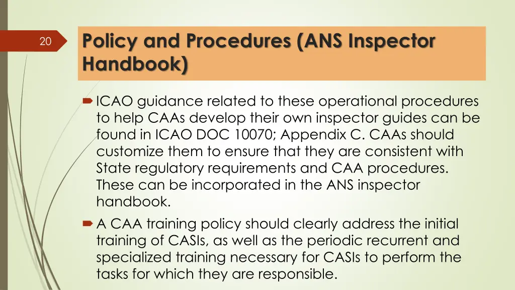 policy and procedures ans inspector handbook 1