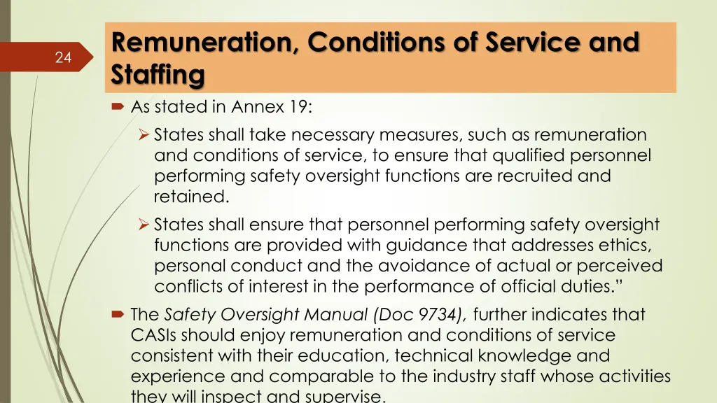 remuneration conditions of service and staffing