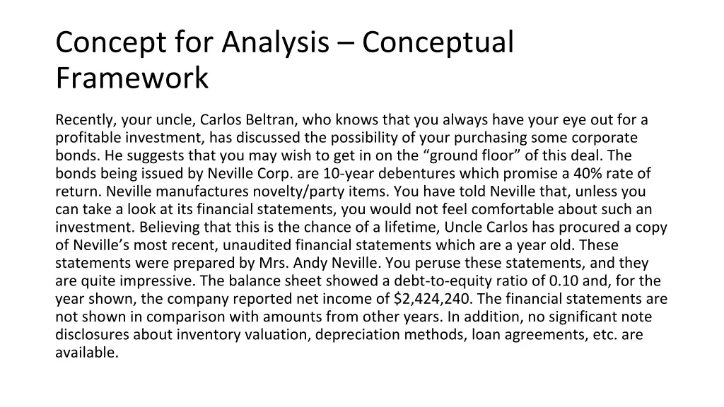 concept for analysis conceptual framework