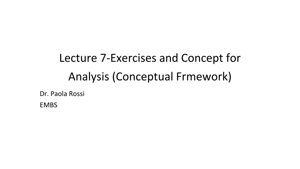 lecture 7 exercises and concept for analysis