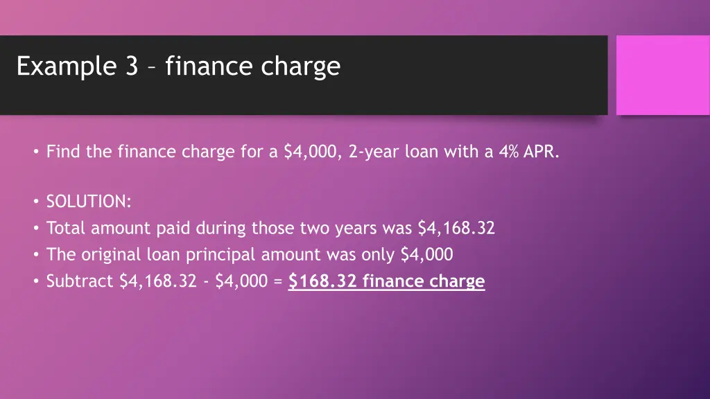 example 3 finance charge