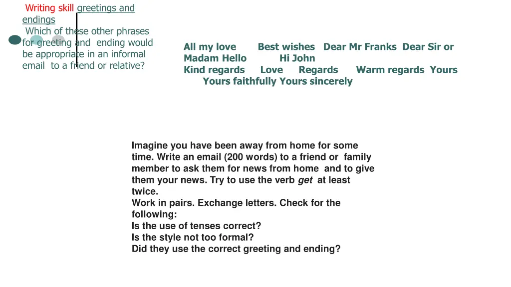 writing skill greetings and endings which