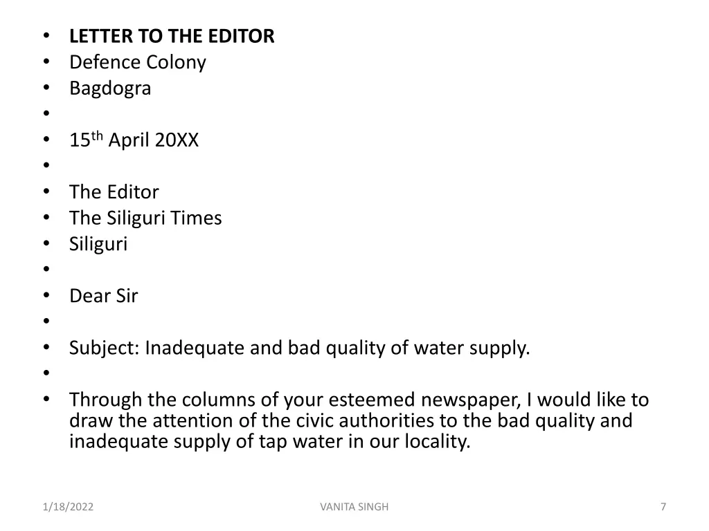 letter to the editor defence colony bagdogra