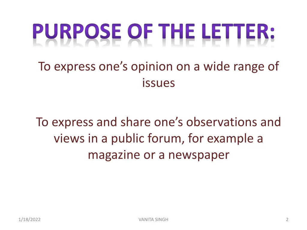 purpose of the letter