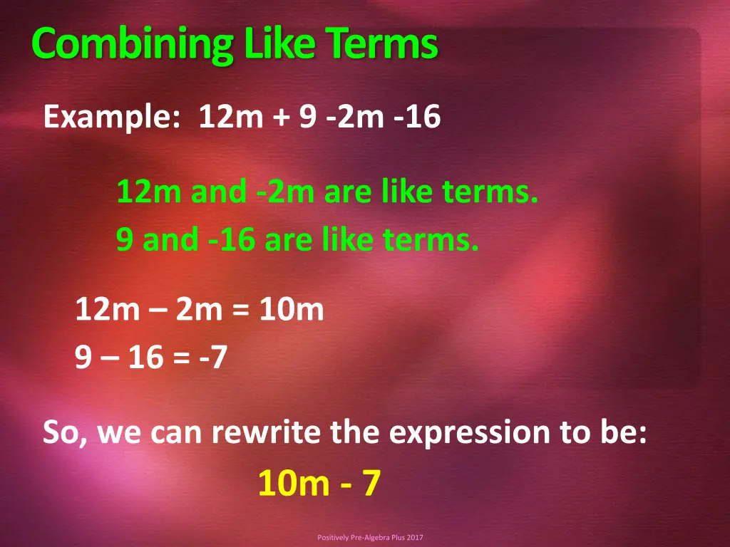 combining like terms 2